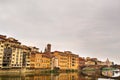 The embankment and bridge of the Holy Trinity of the Ponte Santa Trinita on the Arno river in Florence. italian Royalty Free Stock Photo