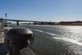 Embankment of Don River and Voroshilovsky bridge in Rostov-on-Don, Russia Royalty Free Stock Photo