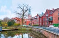 Embankment of Ilmenau river in Luneburg, Germany