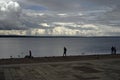 Embankment of Lake Onega in the city of Petrozavodsk, Russia, expressive clouds