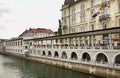 Embankment in Ljubljana town. Slovenija Royalty Free Stock Photo