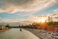 Gorgeous sunset over the Kremlin and Moscow river Royalty Free Stock Photo