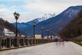 Embankment of Mzymta River, Krasnaya Polyana, Sochi, Russia