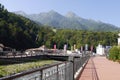 Embankment of the Mzymta River in Rosa Khutor. Sochi, Russia