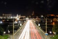 Embankment, the Neman River and the Old Bridge in Grodno. Night view of the city and the Old Bridge Royalty Free Stock Photo