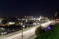 Embankment, the Neman River and the Old Bridge in Grodno. Night view of the city and the Old Bridge Royalty Free Stock Photo