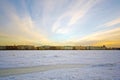 Embankment of the Neva River in Saint Petersburg in the evening. Winter cityscape Royalty Free Stock Photo