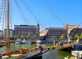 Embankment and pier with yachts in old town. Helsinki, Finland