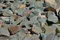 Embankment, a pile of granite stones, boulders, large size