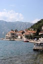 Embankment of the resort town of Perast, Adriatic Sea, Bay of Kotor, Montenegro, Europe. Royalty Free Stock Photo