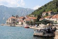 Embankment of the resort town of Perast, Adriatic Sea, Bay of Kotor, Montenegro, Europe. Royalty Free Stock Photo