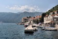 Embankment of the resort town of Perast on the coast of Boca - Kotor Bay, Adriatic Sea, Montenegro, Europe. Royalty Free Stock Photo