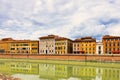 Embankment of The River Arno in The Italian City of Pisa. View of old street and river Arno in Pisa city, Italy. Lungarno, Pisa - Royalty Free Stock Photo