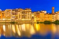 Embankment of river Arno at night, Florence, Italy