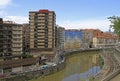 Embankment of river Nervion in city Bilbao