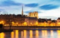 The Embankment of the Seine at night,Paris, France Royalty Free Stock Photo