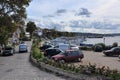 Embankment of Sozopol, marina, yachts and boats, cars