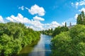 Tambov. Embankment of the Tsna River in Tambov. View on flow Tsna river in Tambov city