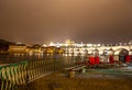 Embankment of the Vltava River near Charles Bridge, night. Prague. Czech Republic Royalty Free Stock Photo