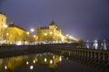 Embankment of the Vltava River near Charles Bridge, night. Prague. Czech Republic Royalty Free Stock Photo