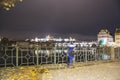 Embankment of the Vltava River near Charles Bridge, night. Prague. Czech Republic Royalty Free Stock Photo