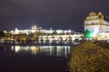 Embankment of the Vltava River near Charles Bridge, night. Prague. Czech Republic Royalty Free Stock Photo