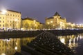 Embankment of the Vltava River near Charles Bridge, night. Prague. Czech Republic Royalty Free Stock Photo