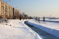 Embankment in winter.