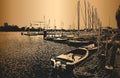 Embankment with yachts in Germany. Harbor with sailboats and yachts moored in the harbor. Seascape. Kappeln