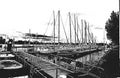 Embankment with yachts in Germany. Harbor with sailboats and yachts moored in the harbor. Seascape. Kappeln