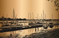 Embankment with yachts in Germany. Harbor with sailboats and yachts moored in the harbor. Seascape. Kappeln