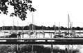 Embankment with yachts in Germany. Harbor with sailboats and yachts moored in the harbor. Seascape. Kappeln