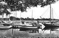 Embankment with yachts in Germany. Harbor with sailboats and yachts moored in the harbor. Seascape. Kappeln