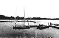 Embankment with yachts in Germany. Harbor with sailboats and yachts moored in the harbor. Seascape. Kappeln