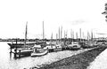 Embankment with yachts in Germany. Harbor with sailboats and yachts moored in the harbor. Seascape. Kappeln