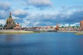 Embankment in Yoshkar-Ola. View of the Cathedral of the Annunciation. Russia, Republic of Mari El