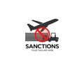 Embargo trade wars. Restriction on importation production, ban on export of dual-use goods to countries under sanction logo design