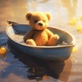 Adventures Afloat: Cute Teddy Bear Sets Sail in Tiny Boat