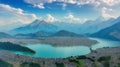 Beautifull landscape view of Pokhara city and Pheva lake, Nepal. Travel in Nepal concept. Stock photo.