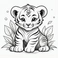 Young Artists\' Interactive 3D Coloring with Playful Tiger Cub Royalty Free Stock Photo