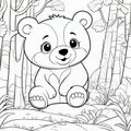 Kids\' Coloring Delight: Adorable Bear Cub in 3D Black & White
