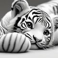 Embark on a 3D Coloring Adventure with a Playful Tiger in This Captivating Black & White Book