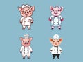 Cartoon Pig in Chef Attire