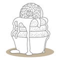 Sweet Monochrome Escape: Adorable Cupcake Coloring Illustration for Relaxing Artistic Fun