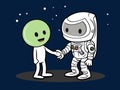 Cosmic Concord - Astronaut and Alien Handshake