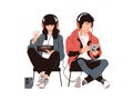 Illustration of Couple Listening to Music Together