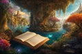 Journey into Fantasy: The Enchanted Book\'s Detailed Landscape