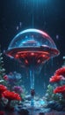 Interstellar Rain: Droplet Vessels. AI Generate