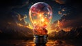 Embark on a journey of intellectual illumination with a captivating lightbulb illustration adorned with study icons. Unleash your Royalty Free Stock Photo