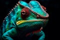 Enigmatic Elegance: Close-Up of a Chameleon on a Dark Background